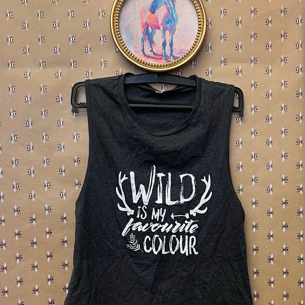 Black Sleeveless Muscle Tee with Graphic Design
